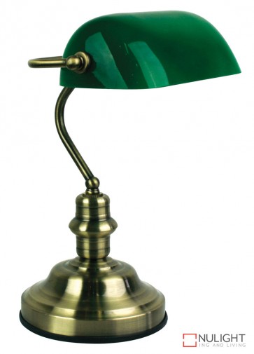 Bankers Lamp Antique Brass Switched ORI