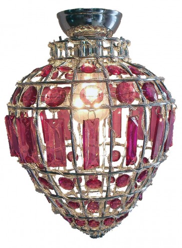 Abelle DIY Flush Mount in Ruby with Beads Oriel Lighting