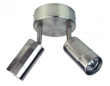 Comma 2 Light Adjustable Spot Light in Brushed Chrome on Copper Oriel Lighting
