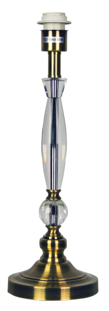 Crofton Crystal Table Lamp Base in Antique Brass Oriel