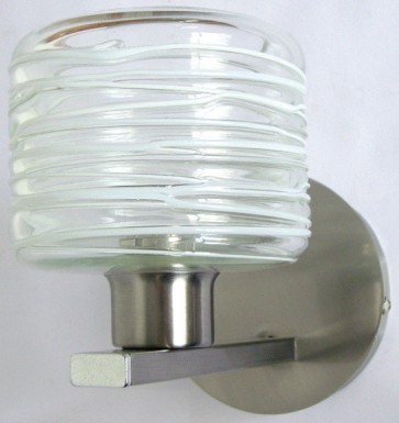 Frieze Halogen Wall Light in Brushed Chrome with White Shade Oriel Lighting