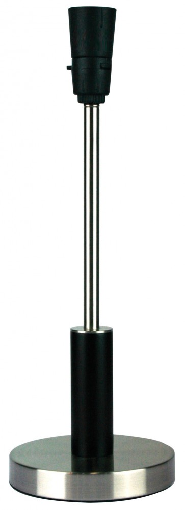 Ralph2 Round Cylinder Lamp Base in Brushed Chrome / Timber Oriel Lighting