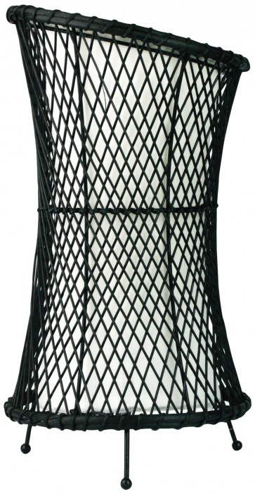 Suma Wicker Table Lamp in Black with Calico Oriel