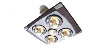 TAYLOR - 4 Light 3 in 1 Bathroom Heat Exhaust - side ducted - 6w LED R80 centre energy saver globe VTA