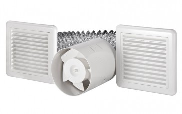 Inline 150 - 15cm Inline Exhaust with 2 x Inlet/Outlet Grilles & 6m Aluminium Duct VentAir