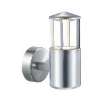 90ø Angled Wall Light with Cylindrical Glass Face in Stainless Steel Vibe Lighting