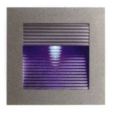 Recessed Silver Trim Square Ribbed Faced LED Wall Light in Blue Vibe Lighting