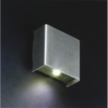 Silver Square LED Surface Mounted Wall Light with 1W White LED Vibe Lighting