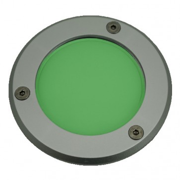 Silver Trim LED Weatherproof Inground Uplight in Green Vibe Lighting