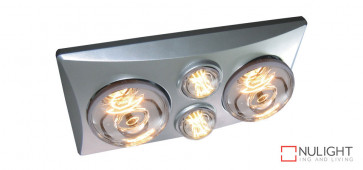 EKO DUO - 2 Light 3 in 1 Bathroom Heat Exhaust - side ducted -  2 centre 6 watt LED energy saver globes - Silver VTA