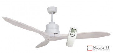 LOTUS IQ - 54 inch 1350mm DC Energy Saving Ceiling Fan - 3 White Wash Timber Blades - Incl LCD Display Remote Control VTA