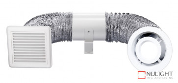 SHOWER LIGHT And EXHAUST KIT - 150mm Inline Exhaust Fan And Ducting Kit with White 10 watt LED Light Fascia VTA