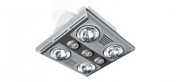 GARRISON 4 - 4 Light 3 in 1 Bathroom Heat Exhaust 4 x 375w With 3 x LED Centre Lights (4000K NW)- Silver VTA