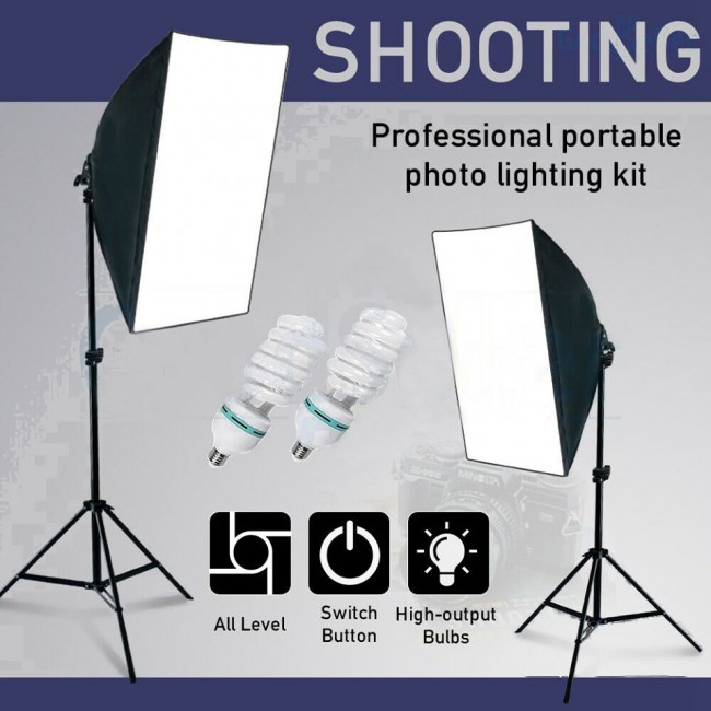 135W Photo Studio Photography Video Continuous Lamp Light Soft Umbrella Kit 