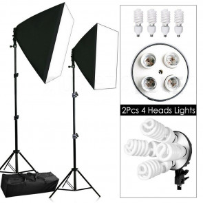 2200W Photo Studio Soft Box Continuous Light Video Softbox Lighting Stand Kit
