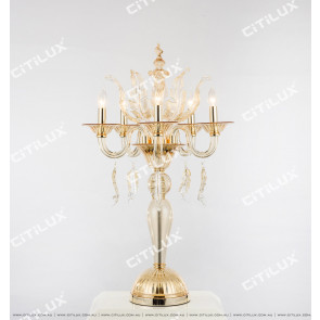 European Gold Leaf Glass Crystal Table Lamp Citilux