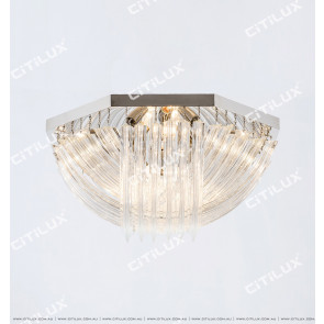 Modern Transparent Curved Glass Ceiling Lamp Chrome Citilux