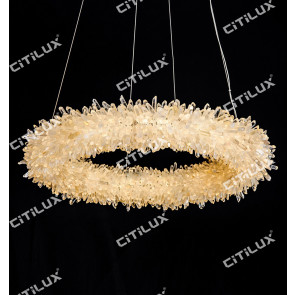 Natural Crystal Ring Crystal Pendant Light 1000mm Citilux