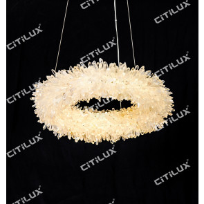 Natural Crystal Ring Crystal Pendant Light 600mm Citilux