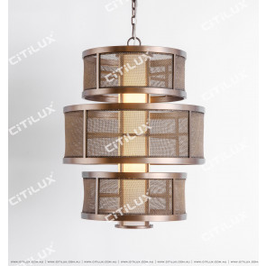 New Chinese Cylinder Net Brushed Bronze Chandelier Citilux
