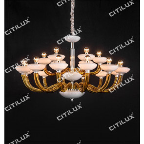 Simple European Glass Primary Color Glass White Jade Cover Chandelier Medium Citilux