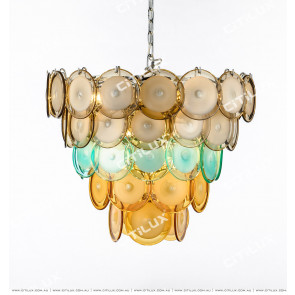 Modern Light Luxury Colored Jade Glass Round Chandelier Small Citilux
