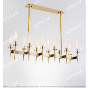 Simple Double Row Glass Cover Long Dining Chandelier Citilux