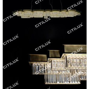Modern Crystal Combination Stainless Steel Dining Chandelier Long Section Citilux