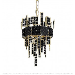 Stainless Steel Black Square Crystal Chandelier Citilux