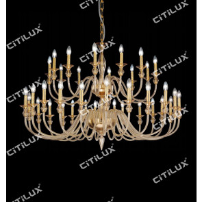 Simple European Transparent Dry Ochre Glass With Lampshade Double Chandelier Citilux
