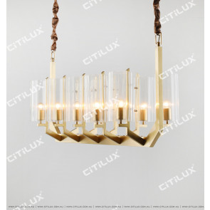 American Copper Double Row Straight Glass Chandelier Citilux