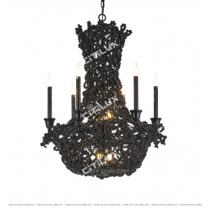 Postmodern Classical High-End Black Beaded String Bird Cage Pendant Light Citilux