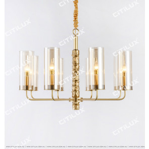 All-Copper Shaped Glass Single Tier Pendant Light 850mm Citilux