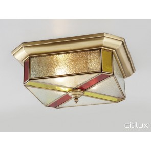 Cambridge Park Classic Brass Made Flush Mount Ceiling Light Elegant Range Citilux
