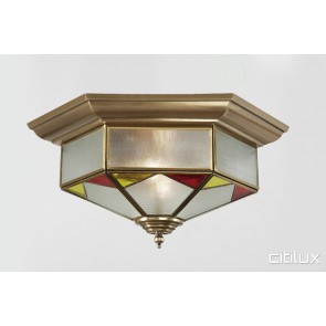 Cammeray Classic Brass Made Flush Mount Ceiling Light Elegant Range Citilux