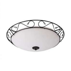 Lisban Flush Mount Ceiling Light with Black Metalware Frost and Natural TriPhosphor Hermosa Lighting