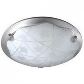 Plum Blossom Flush Ceiling Light in Brushed Chrome Metalware with Electronic High Output Scallop Glass Hermosa Lighting