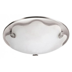 Plum Blossom Flush Ceiling Light in Brushed Chrome Metalware with Scallop Glass Hermosa Lighting