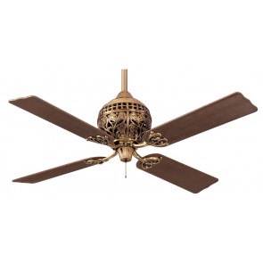 1886 Series Ceiling Fan in Burnished Brass with Four Distressed Cherry / Distressed Dark Walnut Switch Blades Hunter Fans