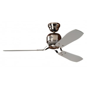 Industrie II Ceiling Fan in Brushed Chrome with Three Grey / Teak Switch Blades Hunter Fans