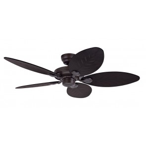 Outdoor Element II Ceiling Fan in New Bronze with Five ark Antique Wicker Style / Palm Frond Plastic Switch Blades Hunter Fans