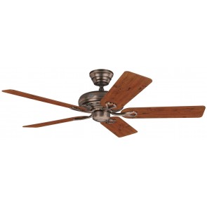 Savoy Ceiling Fan in Amber Bronze with Five Distressed Cherry / Mahogany Switch Blades Hunter Fans
