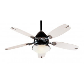 The Retro Ceiling Five Blade Ceiling Fan in Black with Chrome Accents Hunter Fans