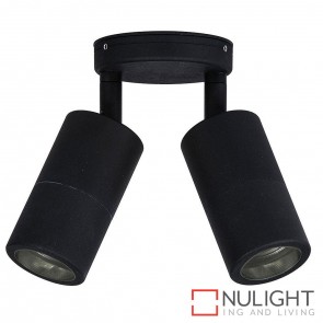 Black Double Adjustable Wall Pillar Light 2X 10W Gu10 Led Warm White HAV