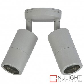 Silver Double Adjustable Wall Pillar Light 2X 5W Gu10 Led Warm White HAV