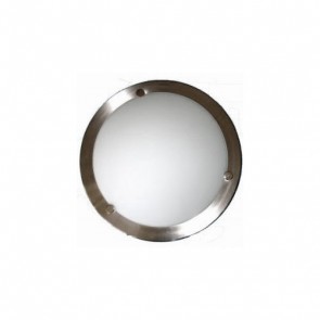 30 cm One Light Silver Trim Oyster Light with Frosted Glass Lummax