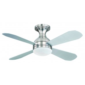Ariel 110cm CTC Ceiling Fan in Brushed Nickel with Light Martec