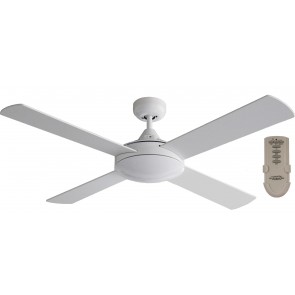 Four Seasons Primo Ceiling Fan in White with No Light Remote Package Martec