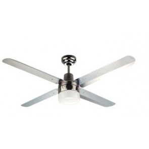 Trisera Interchangeable 3 or 4 Blade 130cm Ceiling Fan in Brushed Nickel with Clipper Light and Remote Control Martec