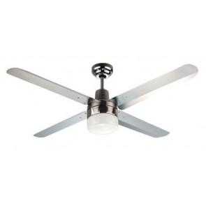 Trisera Interchangeable 3 or 4 Blade 130cm Ceiling Fan in Brushed Nickel with Clipper Light Martec